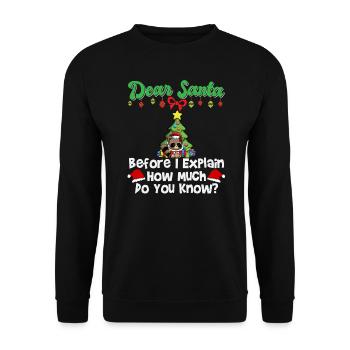 Cher Père Noël avant que j’explique combien savez-vous - Sweat-shirt Unisexe - noir - Devant - Alina (178cm) & Michal (187cm)