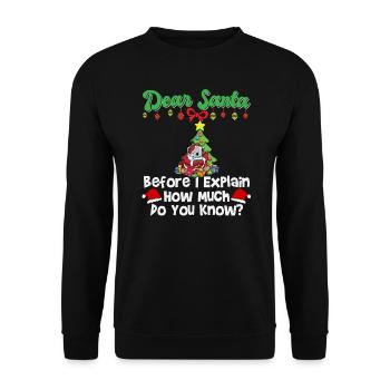 Cher Père Noël avant que j’explique combien savez-vous - Sweat-shirt Unisexe - noir - Devant - Alina (178cm) & Michal (187cm)