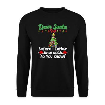 Cher Père Noël avant que j’explique combien savez-vous - Sweat-shirt Unisexe - noir - Devant - Alina (178cm) & Michal (187cm)