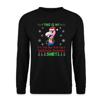 This Is My It's Too Hot For Ugly Christmas Sweater - Unisex Sweatshirt - black - Front - Alina (178cm) & Michal (187cm)