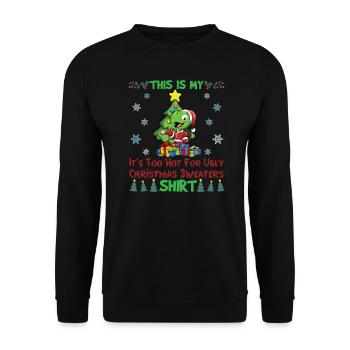 C’est mon pull de Noël C’est trop chaud pour un pull de Noël moche - Sweat-shirt Unisexe - noir - Devant - Alina (178cm) & Michal (187cm)