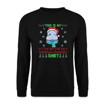 This Is My It's Too Hot For Ugly Christmas Sweater - Unisex Sweatshirt - black - Front - Alina (178cm) & Michal (187cm)