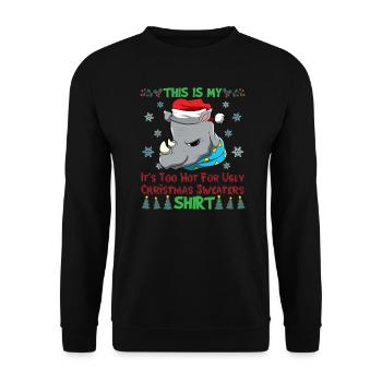 C’est mon pull de Noël C’est trop chaud pour un pull de Noël moche - Sweat-shirt Unisexe - noir - Devant - Alina (178cm) & Michal (187cm)