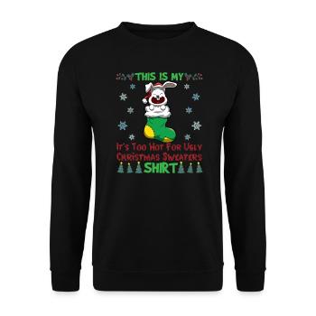 This Is My It's Too Hot For Ugly Christmas Sweater - Unisex Sweatshirt - black - Front - Alina (178cm) & Michal (187cm)