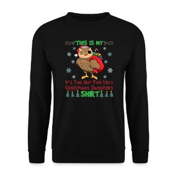 C’est mon pull de Noël C’est trop chaud pour un pull de Noël moche - Sweat-shirt Unisexe - noir - Devant - Alina (178cm) & Michal (187cm)