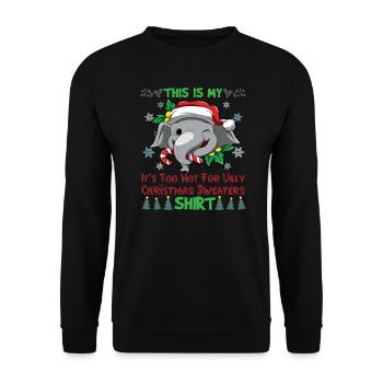 C’est mon pull de Noël C’est trop chaud pour un pull de Noël moche - Sweat-shirt Unisexe - noir - Devant - Alina (178cm) & Michal (187cm)