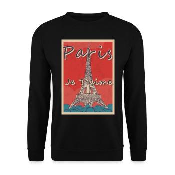 Tour Eiffel Paris Bike Love Flower de France - Sweat-shirt Unisexe - noir - Devant - Alina (178cm) & Michal (187cm)