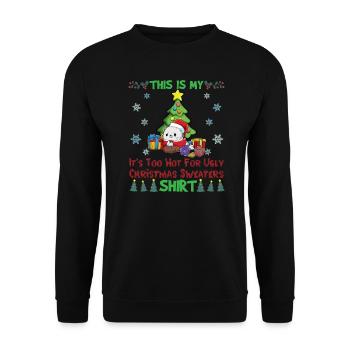C’est mon pull de Noël C’est trop chaud pour un pull de Noël moche - Sweat-shirt Unisexe - noir - Devant - Alina (178cm) & Michal (187cm)