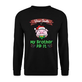Cher Père Noël Mon frère l’a fait Frères et sœurs Noël - Sweat-shirt Unisexe - noir - Devant - Alina (178cm) & Michal (187cm)