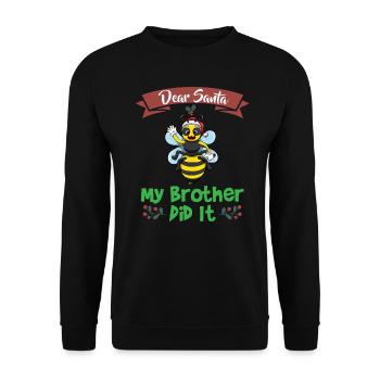 Cher Père Noël Mon frère l’a fait Frères et sœurs Noël - Sweat-shirt Unisexe - noir - Devant - Alina (178cm) & Michal (187cm)