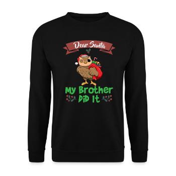 Cher Père Noël Mon frère l’a fait Frères et sœurs Noël - Sweat-shirt Unisexe - noir - Devant - Alina (178cm) & Michal (187cm)