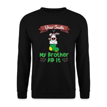 Cher Père Noël Mon frère l’a fait Frères et sœurs Noël - Sweat-shirt Unisexe - noir - Devant - Alina (178cm) & Michal (187cm)