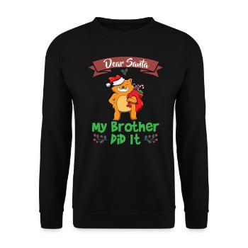 Cher Père Noël Mon frère l’a fait Frères et sœurs Noël - Sweat-shirt Unisexe - noir - Devant - Alina (178cm) & Michal (187cm)