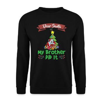 Cher Père Noël Mon frère l’a fait Frères et sœurs Noël - Sweat-shirt Unisexe - noir - Devant - Alina (178cm) & Michal (187cm)