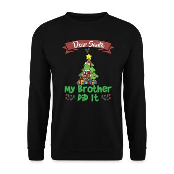 Cher Père Noël Mon frère l’a fait Frères et sœurs Noël - Sweat-shirt Unisexe - noir - Devant - Alina (178cm) & Michal (187cm)
