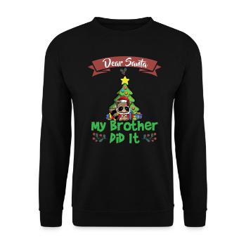 Cher Père Noël Mon frère l’a fait Frères et sœurs Noël - Sweat-shirt Unisexe - noir - Devant - Alina (178cm) & Michal (187cm)