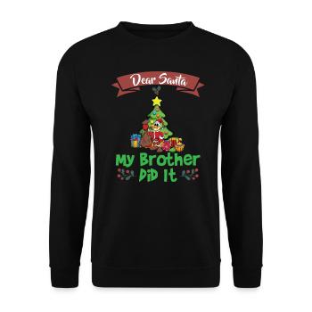 Cher Père Noël Mon frère l’a fait Frères et sœurs Noël - Sweat-shirt Unisexe - noir - Devant - Alina (178cm) & Michal (187cm)