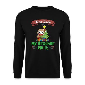 Cher Père Noël Mon frère l’a fait Frères et sœurs Noël - Sweat-shirt Unisexe - noir - Devant - Alina (178cm) & Michal (187cm)