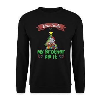 Cher Père Noël Mon frère l’a fait Frères et sœurs Noël - Sweat-shirt Unisexe - noir - Devant - Alina (178cm) & Michal (187cm)
