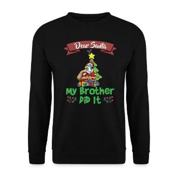 Cher Père Noël Mon frère l’a fait Frères et sœurs Noël - Sweat-shirt Unisexe - noir - Devant - Alina (178cm) & Michal (187cm)