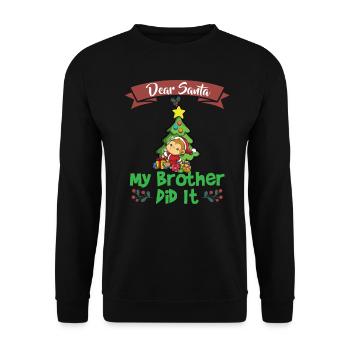 Cher Père Noël Mon frère l’a fait Frères et sœurs Noël - Sweat-shirt Unisexe - noir - Devant - Alina (178cm) & Michal (187cm)