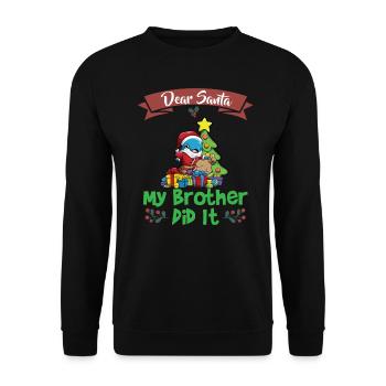 Cher Père Noël Mon frère l’a fait Frères et sœurs Noël - Sweat-shirt Unisexe - noir - Devant - Alina (178cm) & Michal (187cm)