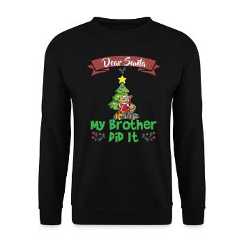 Cher Père Noël Mon frère l’a fait Frères et sœurs Noël - Sweat-shirt Unisexe - noir - Devant - Alina (178cm) & Michal (187cm)