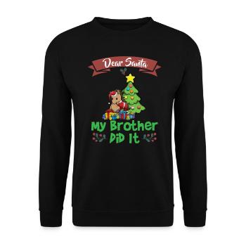 Cher Père Noël Mon frère l’a fait Frères et sœurs Noël - Sweat-shirt Unisexe - noir - Devant - Alina (178cm) & Michal (187cm)