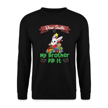 Cher Père Noël Mon frère l’a fait Frères et sœurs Noël - Sweat-shirt Unisexe - noir - Devant - Alina (178cm) & Michal (187cm)