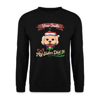 Cher Père Noël Ma sœur l’a fait frères et sœurs Noël - Sweat-shirt Unisexe - noir - Devant - Alina (178cm) & Michal (187cm)