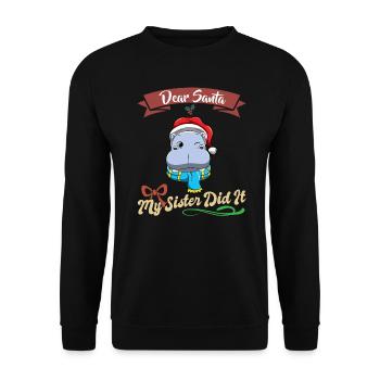 Cher Père Noël Ma sœur l’a fait frères et sœurs Noël - Sweat-shirt Unisexe - noir - Devant - Alina (178cm) & Michal (187cm)