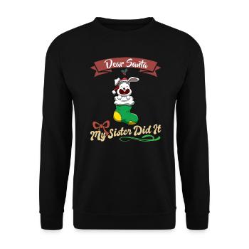Cher Père Noël Ma sœur l’a fait frères et sœurs Noël - Sweat-shirt Unisexe - noir - Devant - Alina (178cm) & Michal (187cm)