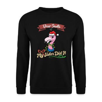 Cher Père Noël Ma sœur l’a fait frères et sœurs Noël - Sweat-shirt Unisexe - noir - Devant - Alina (178cm) & Michal (187cm)