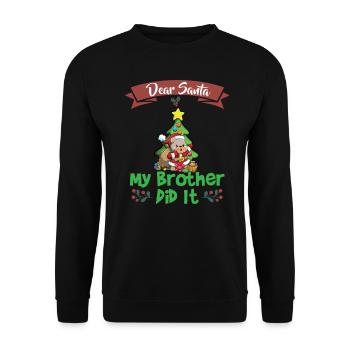 Cher Père Noël Mon frère l’a fait Frères et sœurs Noël - Sweat-shirt Unisexe - noir - Devant - Alina (178cm) & Michal (187cm)