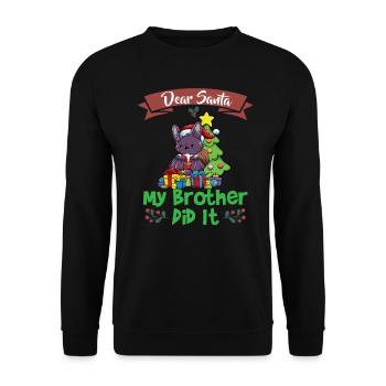 Cher Père Noël Mon frère l’a fait Frères et sœurs Noël - Sweat-shirt Unisexe - noir - Devant - Alina (178cm) & Michal (187cm)