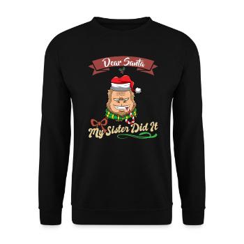 Cher Père Noël Ma sœur l’a fait frères et sœurs Noël - Sweat-shirt Unisexe - noir - Devant - Alina (178cm) & Michal (187cm)