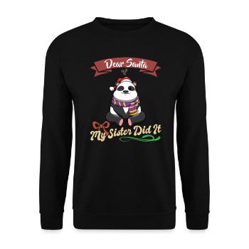 Cher Père Noël Ma sœur l’a fait frères et sœurs Noël - Sweat-shirt Unisexe - noir - Devant - Alina (178cm) & Michal (187cm)