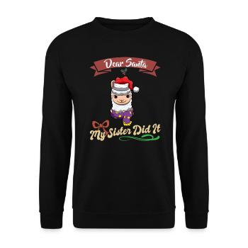Cher Père Noël Ma sœur l’a fait frères et sœurs Noël - Sweat-shirt Unisexe - noir - Devant - Alina (178cm) & Michal (187cm)