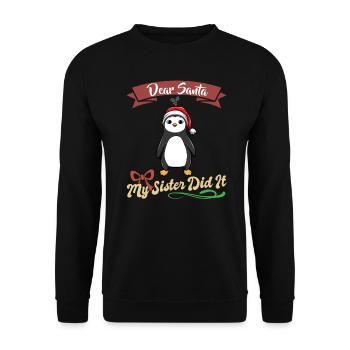 Cher Père Noël Ma sœur l’a fait frères et sœurs Noël - Sweat-shirt Unisexe - noir - Devant - Alina (178cm) & Michal (187cm)