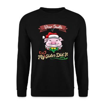 Cher Père Noël Ma sœur l’a fait frères et sœurs Noël - Sweat-shirt Unisexe - noir - Devant - Alina (178cm) & Michal (187cm)