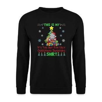 C'est mon pull de Noël il fait trop chaud pour moche - Sweat-shirt Unisexe - noir - Devant - Alina (178cm) & Michal (187cm)