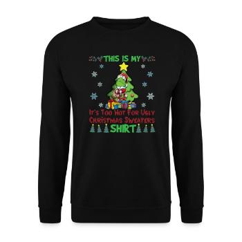 C'est mon pull de Noël il fait trop chaud pour moche - Sweat-shirt Unisexe - noir - Devant - Alina (178cm) & Michal (187cm)
