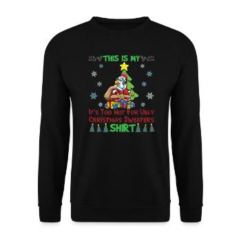 C'est mon pull de Noël il fait trop chaud pour moche - Sweat-shirt Unisexe - noir - Devant - Alina (178cm) & Michal (187cm)