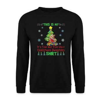 C'est mon pull de Noël il fait trop chaud pour moche - Sweat-shirt Unisexe - noir - Devant - Alina (178cm) & Michal (187cm)