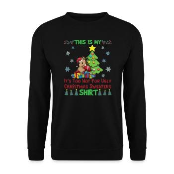 C'est mon pull de Noël il fait trop chaud pour moche - Sweat-shirt Unisexe - noir - Devant - Alina (178cm) & Michal (187cm)