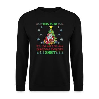 C'est mon pull de Noël il fait trop chaud pour moche - Sweat-shirt Unisexe - noir - Devant - Alina (178cm) & Michal (187cm)