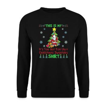 C'est mon pull de Noël il fait trop chaud pour moche - Sweat-shirt Unisexe - noir - Devant - Alina (178cm) & Michal (187cm)