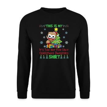 C'est mon pull de Noël il fait trop chaud pour moche - Sweat-shirt Unisexe - noir - Devant - Alina (178cm) & Michal (187cm)
