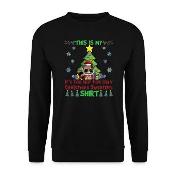 C'est mon pull de Noël il fait trop chaud pour moche - Sweat-shirt Unisexe - noir - Devant - Alina (178cm) & Michal (187cm)