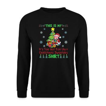 C'est mon pull de Noël il fait trop chaud pour moche - Sweat-shirt Unisexe - noir - Devant - Alina (178cm) & Michal (187cm)